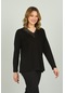 Detay Triko Kadın V Yaka Taş Süslemeli Uzun Kol Bluz 4588 Siyah