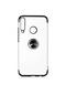 Tecno - Huawei P40 Lite E - Kılıf Yüzüklü Kenarları Renkli Arkası Şeffaf Gess Silikon - Siyah