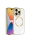 Tecno-iphone Uyumlu İphone 15 Pro Max - Kılıf Kablosuz Şarj Destekli Setro Silikon Kapak - Gold