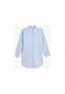 Koton Plaj Elbisesi Gömlek Oversize Uzun Kollu Düğmeli Pamuklu Mavi Çizgili 3sak80015mw 3SAK80015MW9S2