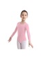 Pembe Çocuklar Temel Uzun Kollu Leotard Bale Dans Jimnastik Bodysuit Tulum Kız Activewear