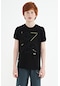 Tommy Life Siyah Minimal Yazı Baskılı Standart Kalıp O Yaka Erkek Çocuk T-shirt - 11132 Siyah