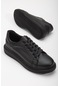Balon Taban Bağcıklı Hafif Siyah Kadın Spor Ayakkabı-2855-siyah