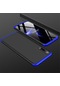 Noktaks - Samsung Galaxy Uyumlu A50 / A50s - Kılıf 3 Parçalı Parmak İzi Yapmayan Sert Ays Kapak - Siyah-mavi