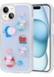 Ekılıf - İphone 15 Plus Uyumlu Kılıf Kabartma Figürlü Parlak Minimini Silikon Kapak - Mor