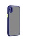 Noktaks - iPhone Uyumlu Xs 5.8 - Kılıf Arkası Buzlu Renkli Düğmeli Hux Kapak - Lacivert