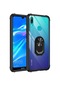 Noktaks - Huawei Uyumlu Huawei Y7 Prime 2019 / Y7 2019 - Kılıf Yüzüklü Arkası Şeffaf Koruyucu Mola Kapak - Siyah