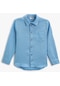 Koton Basic Gömlek Keten Karışımlı Uzun Kollu Tek Cep Detaylı Mavi 4skb60021tw