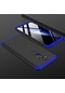 Ekılıf - Huawei Mate 20 Lite Uyumlu Kılıf Parmak İzi Yapmayan 3 Parça Ays Kapak - Siyah-mavi