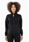 Maraton Sportswear Comfort Kadın Dik Yaka Düşük Kol Basic Siyah-siyah Tracktop 22178-siyah-siyah
