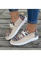 Haki Kadın Tribal Desen Kanvas Ayakkabılar, Günlük Yuvarlak Burunlu Düşük Üst Düz Spor Ayakkabı, Hafif Dış Mekan Yürüyüş Ayakkabısı