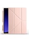 Kilifolsun Galaxy Uyumlu Tab S9 Fe Kalem Bölmeli Stand Olabilen Origami Tri Folding Kılıf Rose Gold