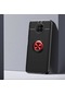 Kilifone - Xiaomi Uyumlu Redmi Note 9 5g - Kılıf Yüzüklü Auto Focus Ravel Karbon Silikon Kapak - Siyah-kırmızı
