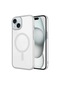 Noktaks - iPhone Uyumlu 15 - Kılıf Sert Kablosuz Şarj Destekli Mat Riksos Magsafe Kapak - Gümüş