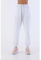 Maraton Sportswear Comfort Kadın Bol Dönüşlü Paça Basic Beyaz Pantolon 21175-beyaz