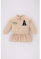 Defacto Kız Bebek Slogan Baskılı Uzun Kollu Sweatshirt Kumaşı Elbise B9225a524spbg287