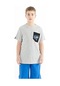 Tommy Life Gri Melanj Ön Cepli Nakış Detaylı O Yaka Standart Kalıp Erkek Çocuk T-shirt - 11116 Gri Melanj