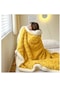 Xiaoqityh-kış Tafta Peluş Battaniye Kalınlaşmış Sıcak Güzellik Battaniyesi Uyuklayan Battaniye Düz Renk Atma Battaniye 100 X 150 Cm-sarı