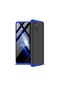 Noktaks - Samsung Galaxy Uyumlu A81 Note 10 Lite - Kılıf 3 Parçalı Parmak İzi Yapmayan Sert Ays Kapak - Siyah-mavi