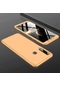 Tecno - Samsung Galaxy Uyumlu A9 2018 - Kılıf 3 Parçalı Parmak İzi Yapmayan Sert Ays Kapak - Gold