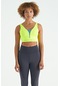 Tommy Life Neon Sarı Yazı Baskılı Renk Bloklu Dar Kalıp Dalgıç Kumaş Kadın Büstiyer - 97271 Neon Sarı