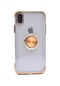 Noktaks - iPhone Uyumlu Xs Max 6.5 - Kılıf Yüzüklü Kenarları Renkli Arkası Şeffaf Gess Silikon - Gold