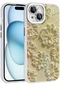 Mutcase - İphone Uyumlu İphone 15 - Kılıf Çiçek Desenli Parlak Taşlı Sert Silikon Garden Kapak - Beyaz