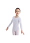 Beyaz Çocuklar Temel Uzun Kollu Leotard Bale Dans Jimnastik Bodysuit Tulum Kız Activewear