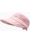 Kadın Güneş Koruyucu Geniş Siperli Pamuk Şapka - Pudra - Standart