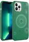 iPhone Uyumlu 13 Pro Kılıf Lopard Wireless Şarj Özellikli Desenli Hot Kapak - Koyu Yeşil
