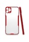 Mutcase - İphone Uyumlu İphone 11 Pro - Kılıf Kenarı Renkli Arkası Şeffaf Parfe Kapak - Kırmızı
