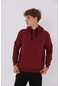 Maraton Sportswear Regular Erkek Kapşonlu Uzun Kol Basic Bordo Sweatshirt 20613-bordo