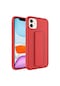 Mutcase - İphone Uyumlu İphone 11 - Kılıf Mat Koruyucu El Tutacaklı Stand Olabilen Qstand Kapak - Kırmızı