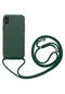 Kilifone - İphone Uyumlu İphone X - Kılıf Renkli İp Askılı Koruyucu Ropi Kapak - Koyu Yeşil