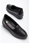 Hakiki Deri Rugan Ve Dalgıç Malzeme Siyah Büyük Numara Kadın Ayakkabısı Günlük-2572-siyah