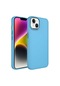 Noktaks - iPhone Uyumlu 13 - Kılıf Metal Çerçeve Ve Buton Tasarımlı Silikon Luna Kapak - Sierra Mavi