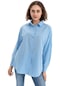 Kadın Bebe Mavi Geniş Yaka Düz Gömlek-23751-bebe Mavi