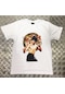 Erkek Beyaz Bruce Lee Baskılı T-shirt Beyaz