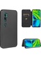 Xiaomi Mi Cc9 Pro Karbon Fiber Doku Yatay Flip Tpu Pc Pu Deri Kılıf Kart Yuvası İle Siyah