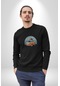 Wolkswagen Karavan Kış Gezisi Unisex Siyah Baskılı Sweatshirt Siyah
