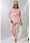 Fawn 5003 Peluş Welsoft Polar Kışlık Yumoş Kadın Pijama Takımı Pembe