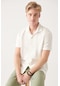 Avva Erkek Beyaz Örme Jakarlı Klasik Yaka Pamuklu Kısa Kollu Standart Fit Normal Kesim Gömlek A31Y2204
