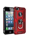 Kilifolsun iPhone Uyumlu 5 / 5s Kılıf Yüzüklü Çift Katman Zırh Tank Vega Kapak Kırmızı