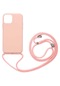 Kilifone - İphone Uyumlu İphone 12 Mini - Kılıf Renkli İp Askılı Koruyucu Ropi Kapak - Pembe Açık