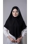 Siyah Pratik Hazır Geçmeli Tesettür Eşarp Pamuk Caz Kumaş Tek Katlı Çapraz Hijab 2305 01