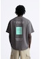 The Champ Clothing Bisiklet Yaka Unknown Desire Baskılı Oversize Füme Erkek T-shirt Füme