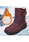 Kırmızı Kadın Sıcak Su Geçirmez Pamuk Ayakkabı Naylon Kar Botları Kış Ayak Bileği Çizmeler Kaymaz Kısa Çizmeler
