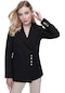 Kadın Siyah Düğme Detaylı Blazer Ceket-20968-siyah