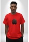 Kuru Kahve Çekirdeği Beyin Pamuklu Bisiklet Yaka Unisex Oversize Boyfriend Dijital Baskılı Kırmızı T-shirt Kırmızı
