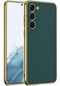 Mutcase - Samsung Uyumlu Galaxy S23 - Kılıf Deri Görünümlü Elektroplating Kaplama Fizyon Kapak - Koyu Yeşil